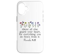 Above Else Guard Your Heart Proverbs 4:23 Bible Verse Jesus Carcasa para iPhone 16 Plus