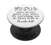Above Else Guard Your Heart Proverbs 4:23 Bible Verse Jesus PopSockets PopGrip Adhesivo