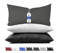aboveBED Funda de Almohada Extra Suave 50x70 (Set da 2), Gris, Almohada de Jersey Microfibra 100% Poliéster, Cierre de Cremallera Oculta en el Lado Largo, Funda Suave y Transpirable, 50 x 70 cm