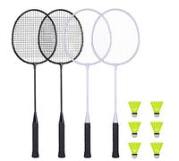 AboveGenius Juego de 4 raquetas de bádminton para juegos de jardín al aire libre, incluidas 4 raquetas de nieve, 6 volantes de bádminton de nailon, raquetas de bádminton ligeras para principiantes