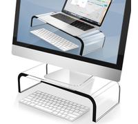 AboveTEK Acrylic Monitor Stand - Clear Monitor Riser & Computer Desk Stand Premium Acrylic Laptop Stand for Home Office PC TV Stand with K