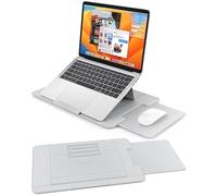 AboveTEK Bandeja para Portátil para Cama y Sofá, 3 Angulos Ergonomicos, Superficie PU Antideslizante, Protector Termico, Alfombrilla de Raton Retractil Derecha, Compatible hasta 15,6 Pulgadas