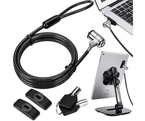 AboveTEK Candado de Seguridad para Ordenador Portátil, Candado con Cable para Tableta, Kit de Bloqueo de Acero Resistente con 2 Llaves para iPad, iPhone, Móvil, Computadora, Monitor, Mac