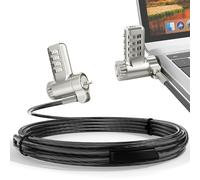 AboveTEK Candado para Ordenadores Portátiles 3 en 1 - 2m Bloqueo de Combinación, Compatible con K-Slot, Nano y Wedge - Cable de Acero con Cerradura de 4 Dígitos Reiniciable y Cabeza Giratoria 360°