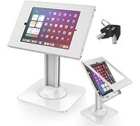 AboveTEK Soporte Antirrobo para iPad TPV/Kiosco, para iPad 9,7''/10,2''/10,5'', Giro 360° e Inclinación 75°, Base Metálica Pesada, Gestión de Cables y Montaje en Mostrador