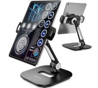 AboveTEK Soporte de Tablet de Aluminio, Plegable y Giratorio 360°, para Tablets/Smartphones de 4-11 Pulgadas, Ideal para Cocina, Mesa de Oficina, Recepción y Sala de Exposición.
