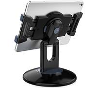 AboveTEK Soporte para Tablet Kiosco POS, Giratorio 360° Compatible con iPad y Tablets 6-13'', con Clips Ajustables y Base Estable, Ideal para Negocios, Oficina, Mostrador o Cocina, Negro