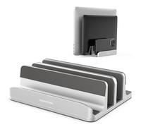AboveTEK Soporte Vertical para Portátil Ajustable de Aluminio, Soporte 3 Ranuras para MacBook, Laptop y Tablet hasta 17,3'', Base Pesada Antideslizante para Escritorio, Organización Premium