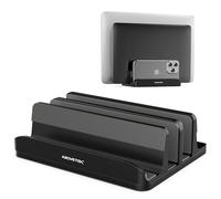 AboveTEK Soporte Vertical para Portátil Ajustable de Aluminio, Soporte 3 Ranuras para MacBook, Laptop y Tablet hasta 17,3'', Base Pesada Antideslizante para Escritorio, Organización Premium