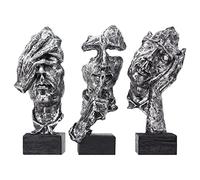 aboxoo 3 estatuas de pensador, el silencio es oro, figura de arte abstracto, no oye, no se ve, no habla, esculturas modernas de resina, objetos decorativos, decoración moderna para habitación creativa