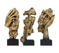 aboxoo 3 estatuas de Pensador, el Silencio es Oro, Figura de Arte Abstracto, no oye, no se ve, no Habla, esculturas Modernas de Resina, Objetos Decorativos, decoración Moderna para habitación