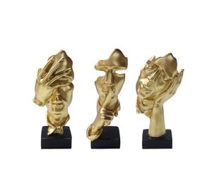 aboxoo 3 estatuas de Pensador, el Silencio es Oro, Figura de Arte Abstracto, no oye, no se ve, no Habla, esculturas Modernas de Resina, Objetos Decorativos, decoración Moderna para habitación