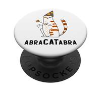 Abracadabra Lindo Cat Wizard Magician Pun Meme Arte PopSockets PopGrip Adhesivo
