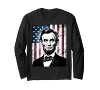 Abraham Abe Lincoln 4 de Julio Vacaciones Presidente de Estados Unidos Patriot Manga Larga