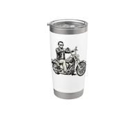 Abraham Abe Lincoln Motocicleta American Biker USA Dad Hombres Vaso térmico de acero inoxidable de doble pared