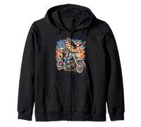 Abraham Abe Lincoln Motocicleta Bandera de Estados Unidos Motorista 4 de Julio Sudadera con Capucha