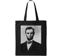 Abraham Lincoln American Picture - Bolsa de algodón ecológico natural con imagen en blanco y negro, talla única, Negro -, Talla única