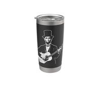 Abraham Lincoln Guitarra Camiseta Abe Lincoln Toca La Vaso térmico de acero inoxidable de doble pared