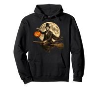 Abraham Lincoln Jack O Lantern Pumpkin Full Moon Escoba Sudadera con Capucha