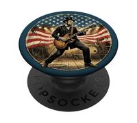 Abraham Lincoln Playing Electric Guitar 4th of July Vintage PopSockets PopGrip Adhesivo
