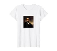 Abraham Lincoln Retrato Presidencial Vintage Abe Demócrata Camiseta gráfica económica, Mujer, Blanco, XS
