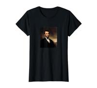 Abraham Lincoln Retrato Presidencial Vintage Abe Demócrata Camiseta gráfica económica, Mujer, Negro, M
