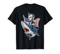 Abraham Lincoln Riding A Shark - Gráfico patriótico del 4 de Julio Camiseta