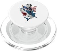 Abraham Lincoln Riding A Shark - Gráfico patriótico del 4 de Julio PopSockets PopGrip para MagSafe
