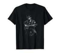 Abraham Lincoln Rock Presidente Tocando la Guitarra eléctrica Camiseta gráfica económica, Hombre, Negro, XL