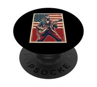 Abraham Lincoln Rock Star American Flag Guitarra PopSockets PopGrip Adhesivo