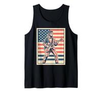 Abraham Lincoln Rock Star USA Flag Guitarrista Camiseta sin Mangas