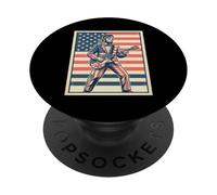 Abraham Lincoln Rock Star USA Flag Guitarrista PopSockets PopGrip Adhesivo