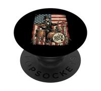Abraham Lincoln Tocando la batería Rocker de la Bandera Estadounidense PopSockets PopGrip Adhesivo