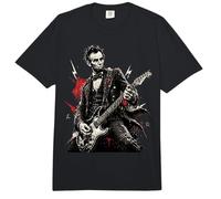 Abraham Lincoln Tocando la Guitarra eléctrica Rocker Historia Divertida Comfort Colors Adult Heavyweight T-Shirt