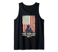 Abraza a tu Gato y defiende la Libertad 4 de Junio, Bandera de Estados Unidos, Amante de los Gatos Camiseta sin Mangas
