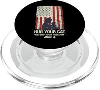 Abraza a tu Gato y defiende la Libertad 4 de Junio, Bandera de Estados Unidos, Amante de los Gatos PopSockets PopGrip para MagSafe