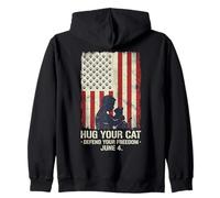 Abraza a tu Gato y defiende la Libertad 4 de Junio, Bandera de Estados Unidos, Amante de los Gatos Sudadera con Capucha