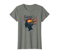 Abraza el Caos: inspiración Musical de Mente Creativa Camiseta, Mujer, Verde Militar Jaspeado, S