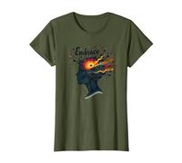 Abraza el Caos: inspiración Musical de Mente Creativa Camiseta, Mujer, Verde Oliva, S