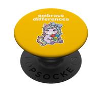 Abraza Las diferencias Conciencia sobre el Autismo Niños Inclusión de Maestros PopSockets PopGrip Adhesivo