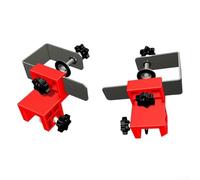 Abrazadera ajustable para panel de cajón para instalación de gabinete sin asas, clips de posicionamiento de metal con montaje seguro, rojo/plateado (paquete de 2)