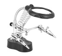 Abrazadera auxiliar de soldadura de tercera mano, lupa de 3,5 x 12 x iluminada por LED con clips auxiliares que ayudan a la estación de soldadura de manos para soldar