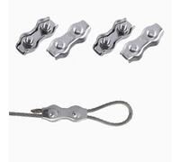 Abrazadera Cable, Abrazadera de Cable, Abrazadera Cable Acero, M3 Clips de Abrazadera de Cable, Abrazaderas de Alambre de Doble Cierre para accesorio de toldo de tendedero, 4 Piezas