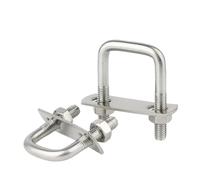 Abrazadera cuadrada de acero inoxidable 304, perno en U, tornillo en U de ángulo recto, tuercas de abrazadera en U, deflectores de placa, juego de pernos en U Para Fijación De Tubería(M6x50x80 2sets)