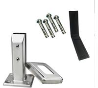 Abrazadera cuadrada de vidrio para barandilla - 20 cm, postes de panel de vidrio plateado para pasillo y escalones - Abrazadera de espiga montada en el suelo para valla de piscina - 1-40 piezas