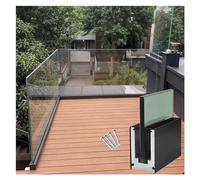 Abrazadera de aluminio para barandilla de vidrio para vallas de piscina, balcones y escaleras, fácil instalación, se adapta a kit completo de vidrio de 10 a 17 mm (negro, 5 m)
