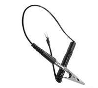 Abrazadera de cable de conexión a tierra antiestática para soldadores TS80 y TS100 - Clip de cable de tierra de 1,5 m con terminal tipo U, construcción metálica, color negro