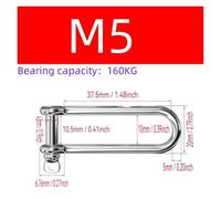 Abrazadera de carga con grillete D largo de acero inoxidable 304, M4, M5, M6, M8, M10 for cadenas, cuerda de elevación, Paracord, cuerda de supervivencia for acampar al aire libre(M5-1Pcs)