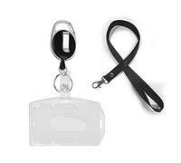 Abrazadera de carrete retráctil con cordón y soporte de insignia transparente deslizamiento, adecuado para personal, insignia de identificación, tarjeta de estudiante, permiso de trabajo.