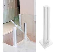 Abrazadera de columna de vidrio de metal blanco para escaleras, balcón, patio, valla, soporte tubular duradero para sistemas modernos de barandillas de vidrio